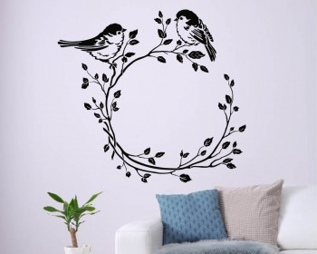 Couple Birds Branch Love Heart Branch Wall Art Decal